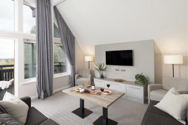 lounge are in a luxury lodge at Hexham Lodges
