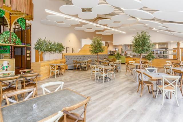 inside the restaurant at Woodland Lakes Holiday Resort