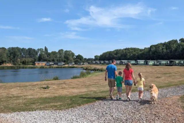 walking around the fishing lake at Kingfisher Holiday Park