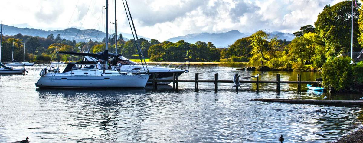 People aboard a yacht at the best caravan parks in the Lake District