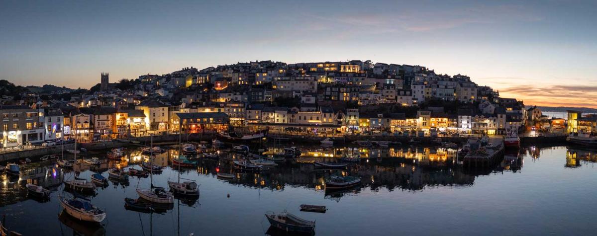 Brixham Harbour by Night for holiday parks in Brixham
