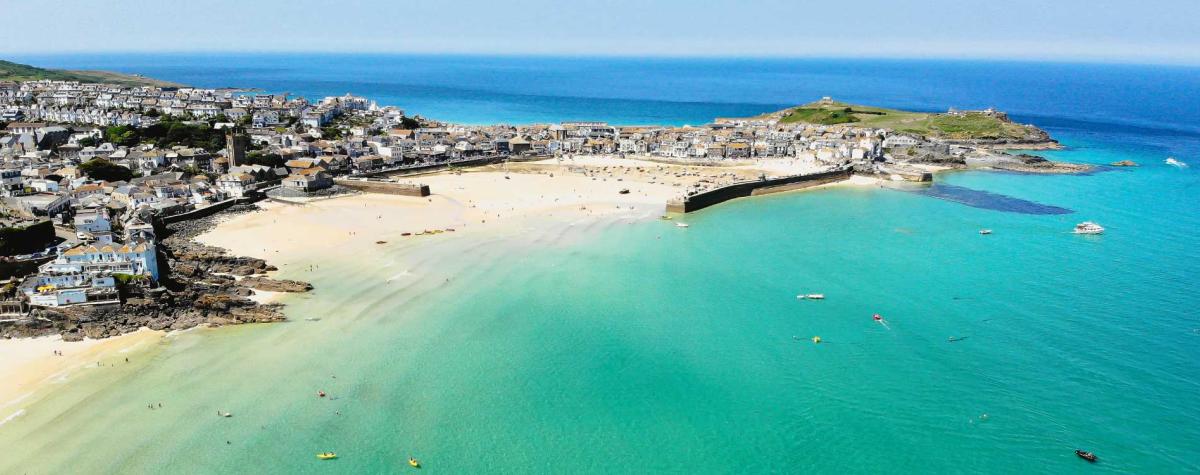 A View of St Ives Harbour and Caravan Parks in St Ives