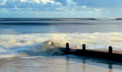 Yorkshire Waves crashing onto a Beach