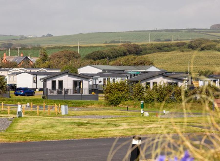looking out to the lodges and cravans at Bude Holiday Resort