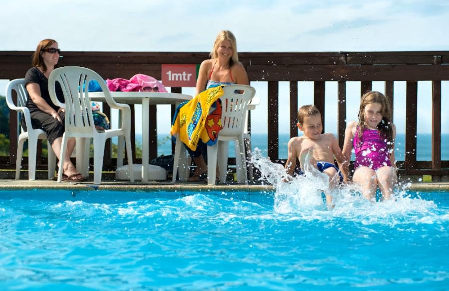 having a splash in the pool