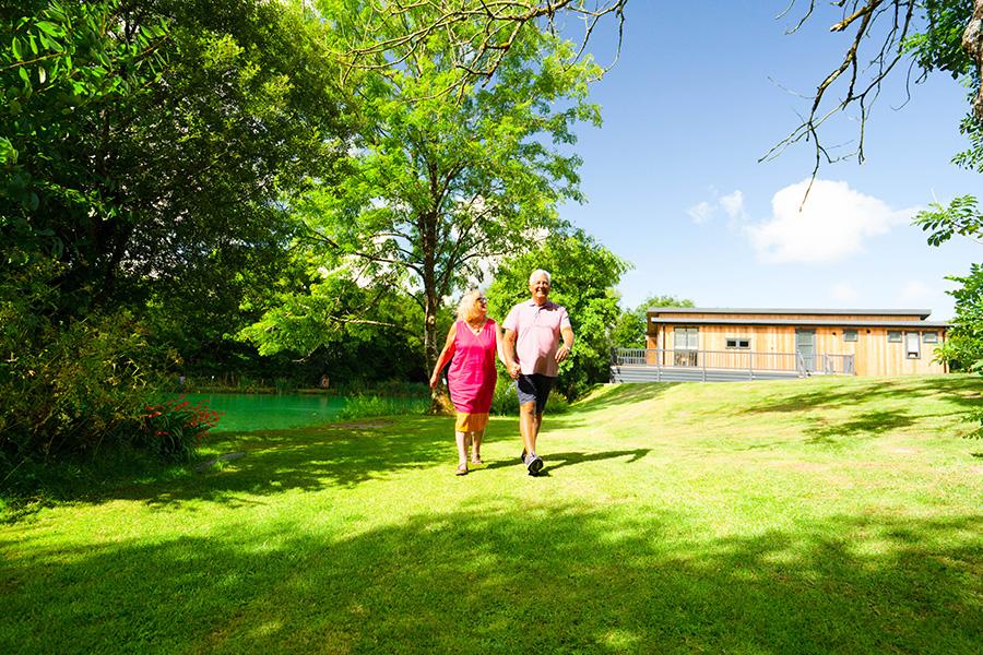 walking in the gorunds at Hengar Manor Holiday Park