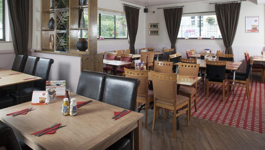 inside the restaurant at Looe Bay Holiday Park