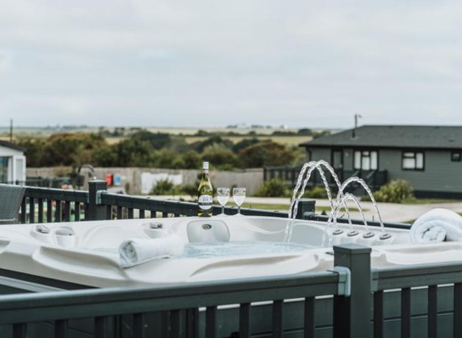 lodges with hot tubs in Cornwall at Newperran Holiday Resort