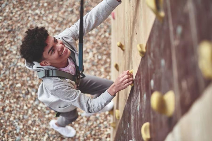 climbing wall at Perran Sands