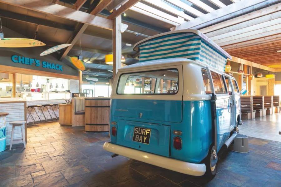 VW camper inside at Perran Sands