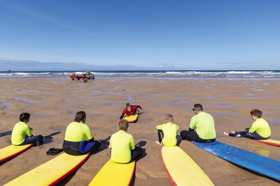 surf school at Perran Sands holiday park