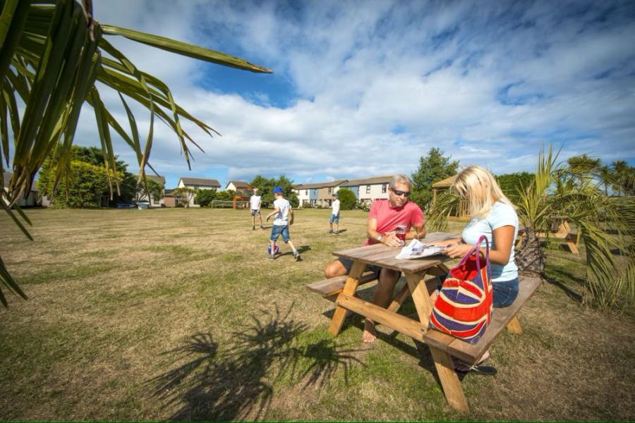 having a picnic at Perran View Holiday Park