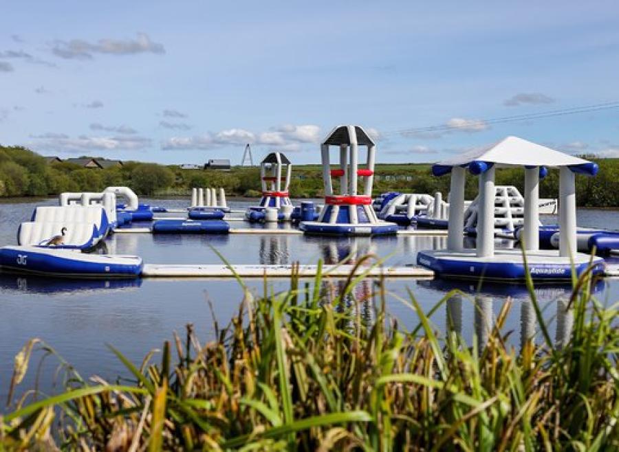 the aquapark at Retallack Resort