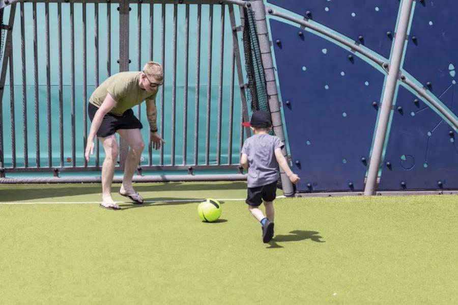 playing football at Rockley Park Holiday Park