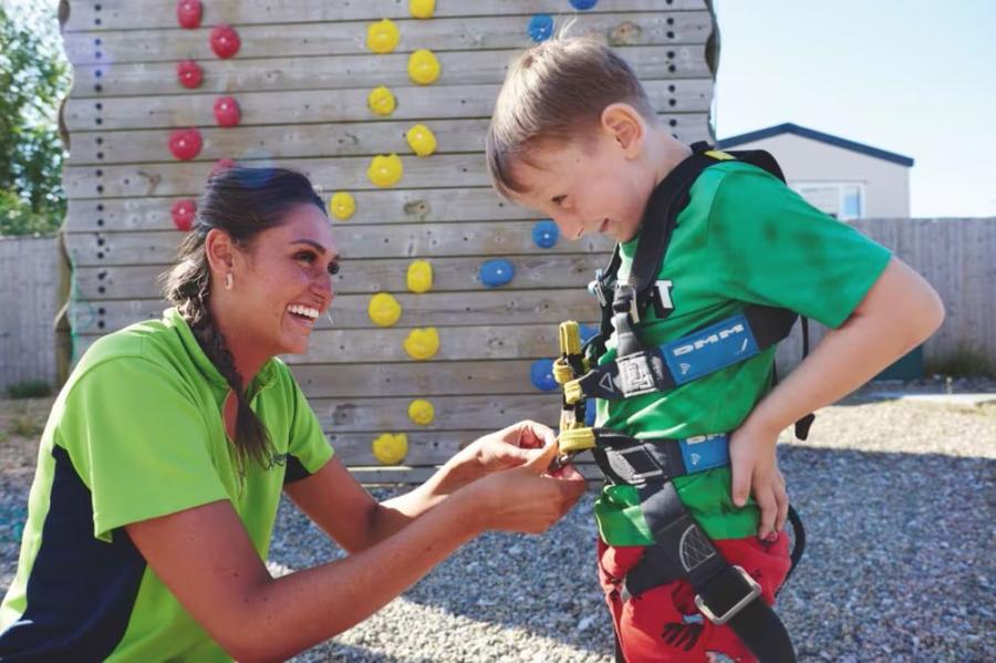 climbing wall at Rockley Park Holiday Park