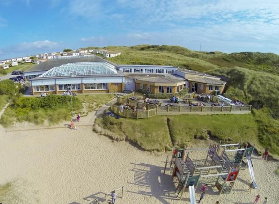 St Ives Bay Holiday Park entertainment venue overlooking the beach