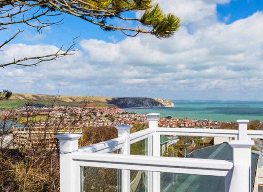 looking out to sea from your caravan at Swanage Bay View Holiday Park