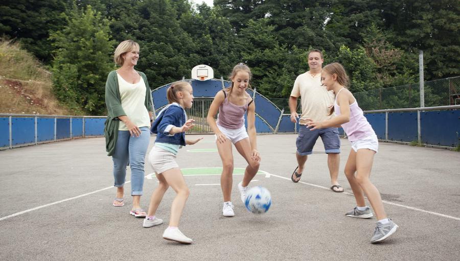 playing football on holiday