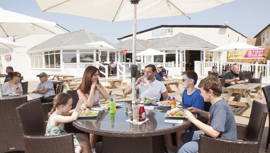outside eating at West Bay Holiday Park