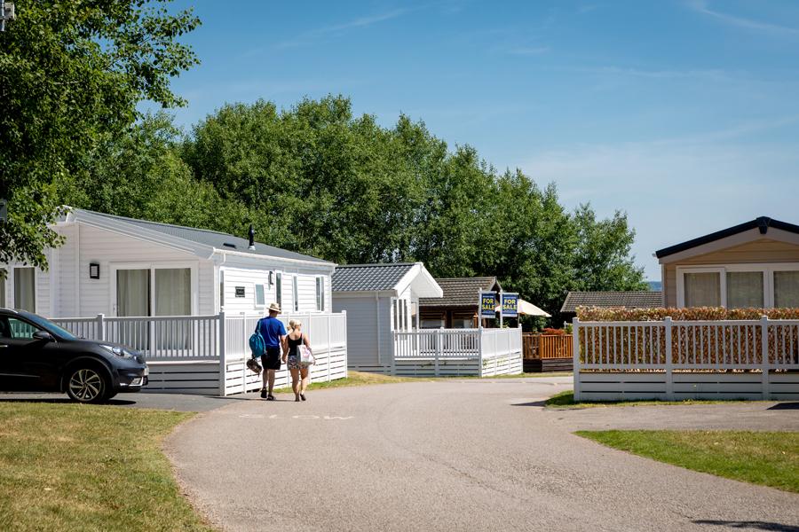 lodges and caravans on Dawlish Holiday Park at Golden Sands
