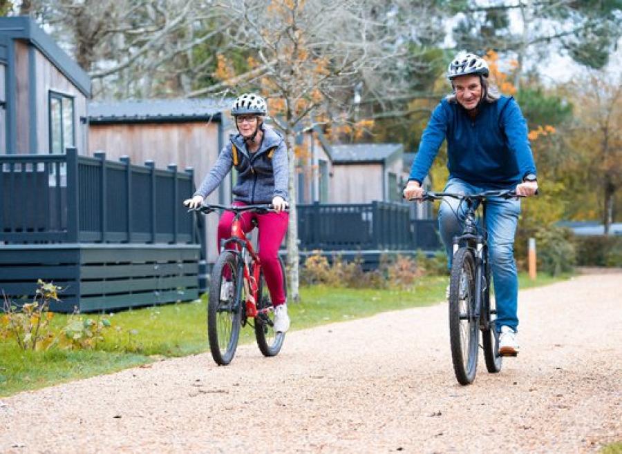 biking around Sandy Balls Holiday Village