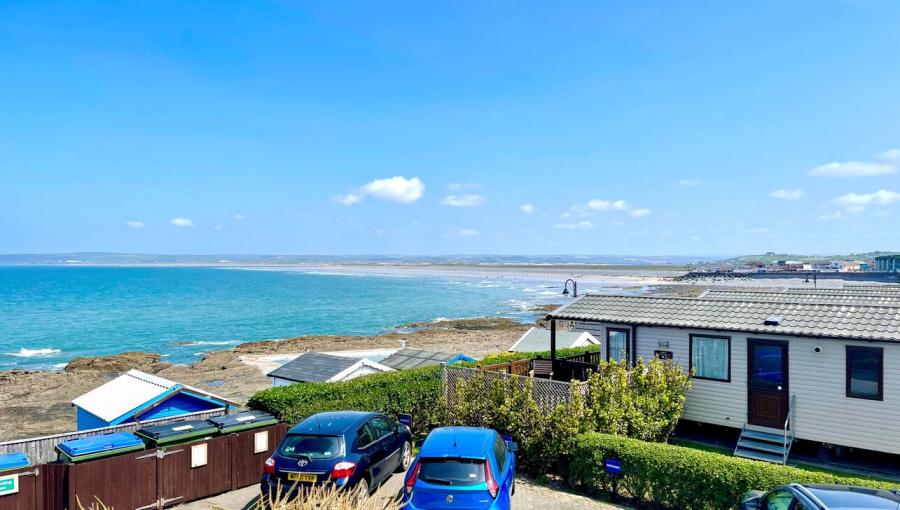 caravans overlooking the sea at Beachside Devon Holiday Park
