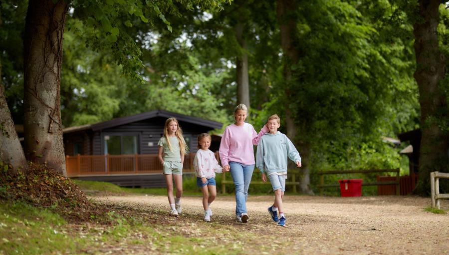 walking around the lodges for hire at Languard Holiday Park