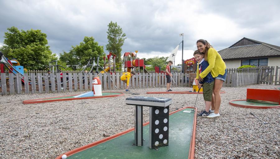 playing crazy golf at Nairn Lochloy Holiday Park