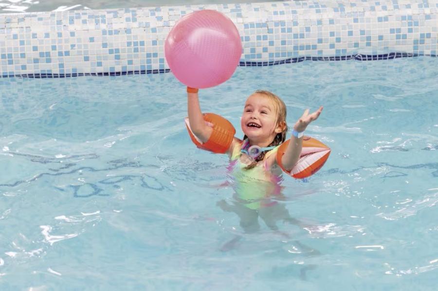 playing in the pool at Doniford Bay Holiday Park