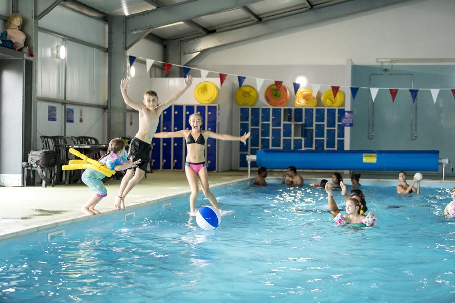 having fun in the pool on holiday at Harts Holiday Park