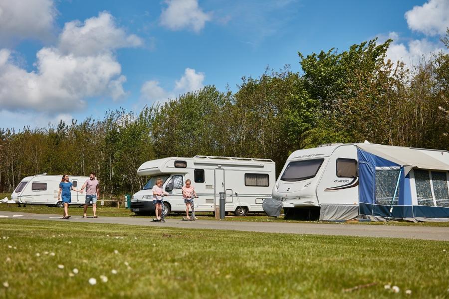touring pitches and camping at Nodes Point Holiday Park on the isle of wight