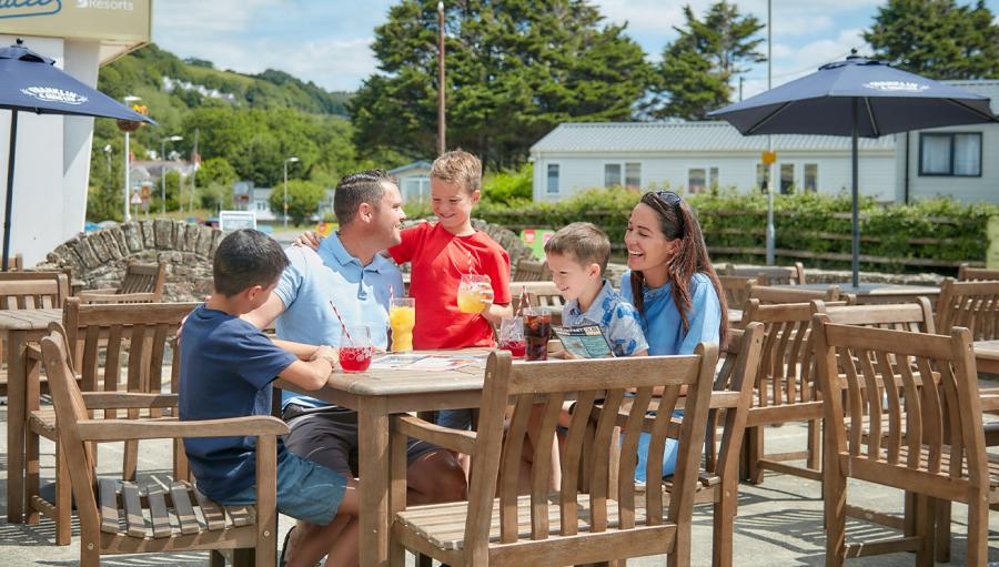 outdoor eating area at Pendine Sands Holiday Park