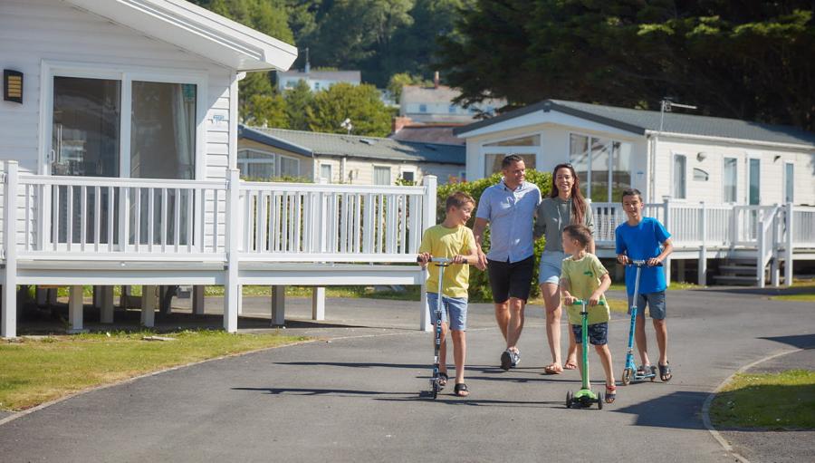 static caravans by Wales beach at Pendine Sands Holiday Park