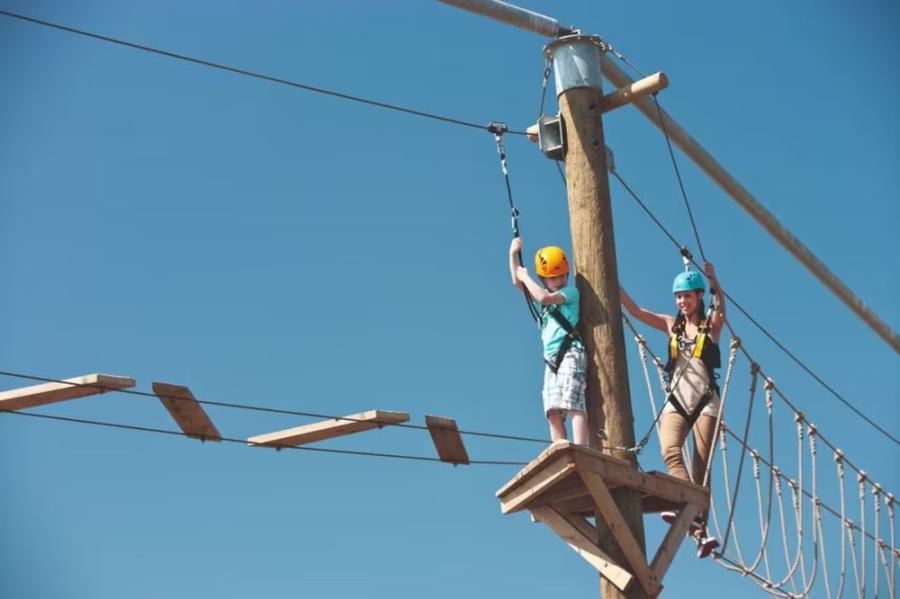 try the aerial adventure course at Presthaven Beach Resort