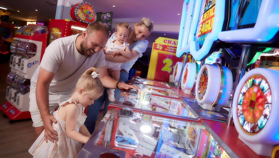 the amusement arcade at California Cliffs Holiday Park
