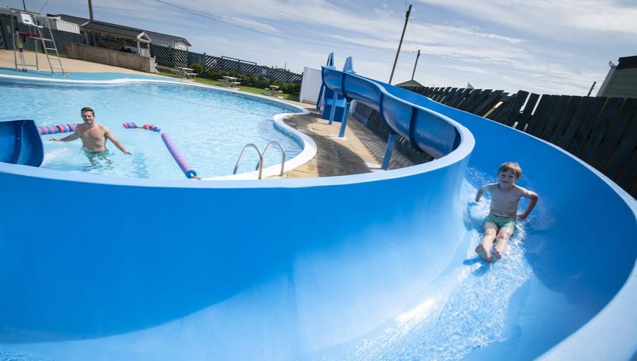 water slides at Barmston Beach Holiday Park near Bridlington in Yorkshire