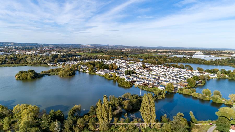 the ten fishing lakes at Chichester Lakeside Holiday Park