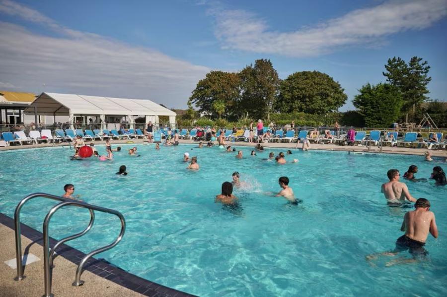swimming pool at Church Farm Bognor regis, Sussex caravan parks