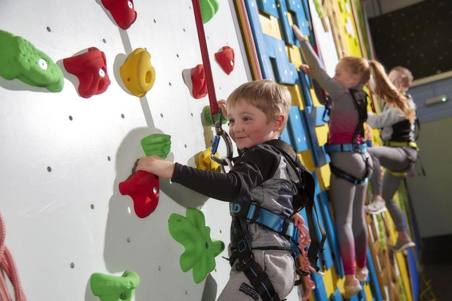 the climbing wall at Camber Sands Holiday Park