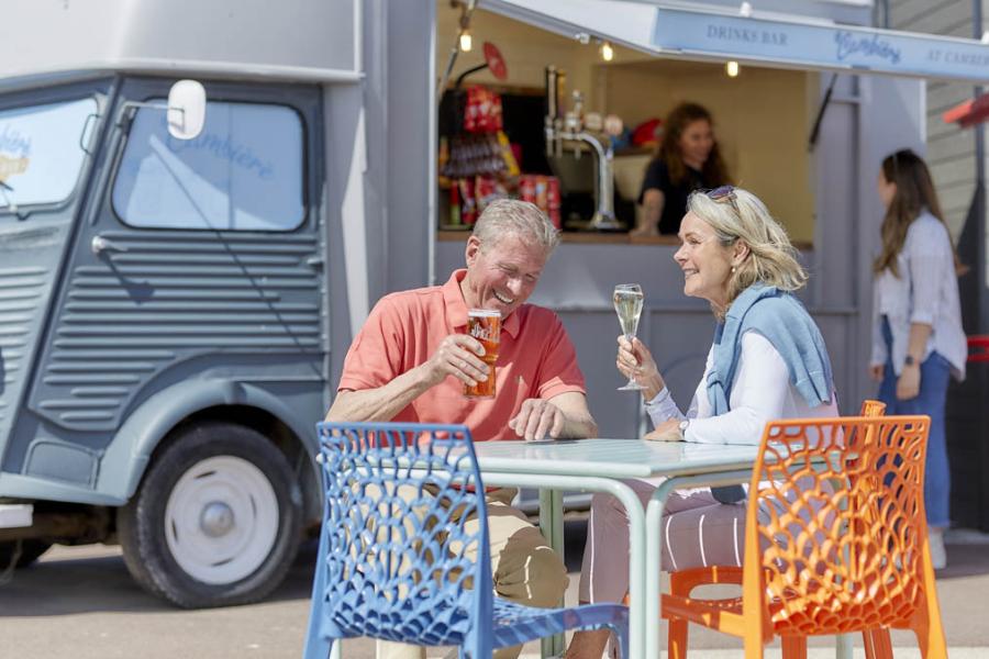 the drinks trailer at Camber Sands Holiday Park