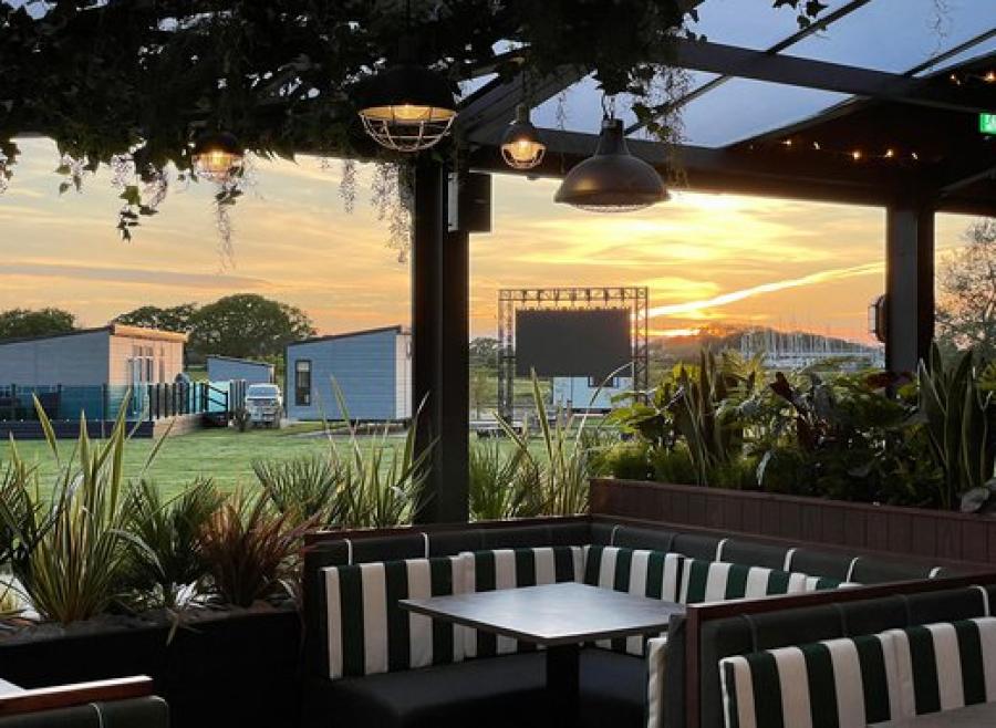 Mill Rythe Coastal Village at sunset in the outdoor bar