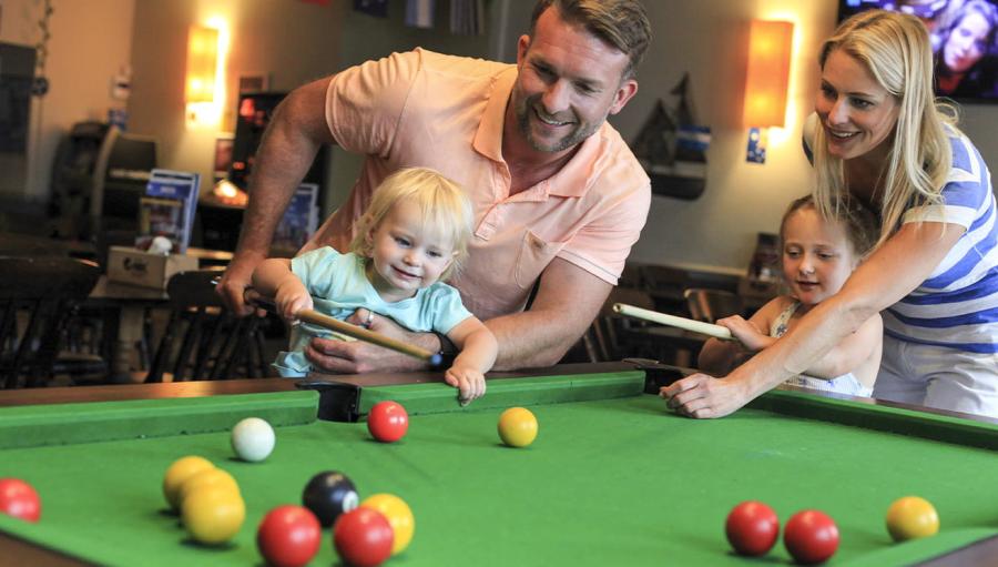 Sunnydale Holiday Park playing pool with the kids