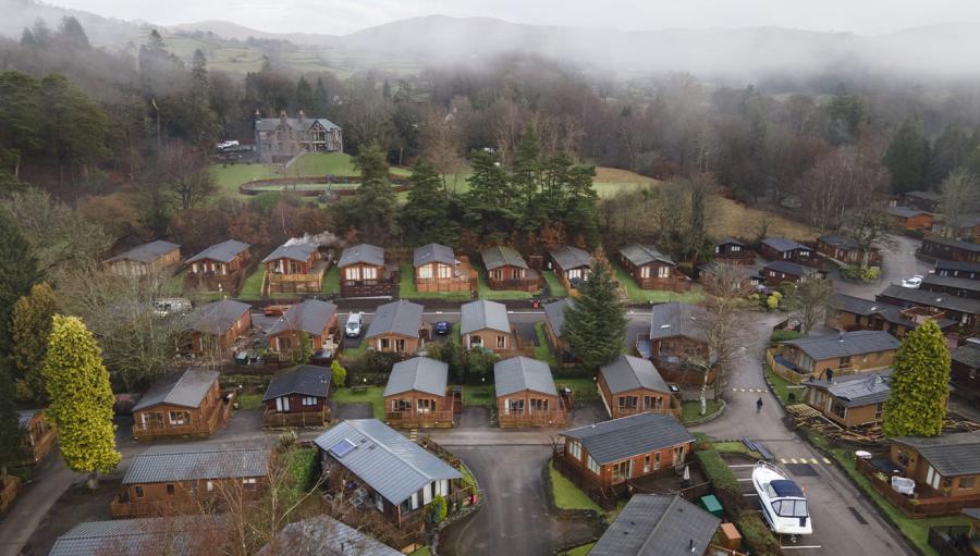 looking down over White Cross Bay Holiday Park