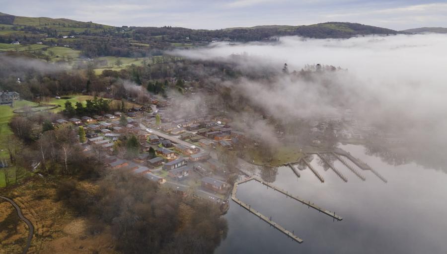 view from above over White Cross Bay Holiday Park
