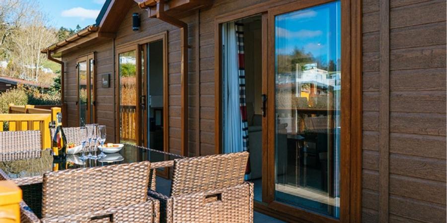 outside the holiday lodges at Blairgowrie Holiday Park