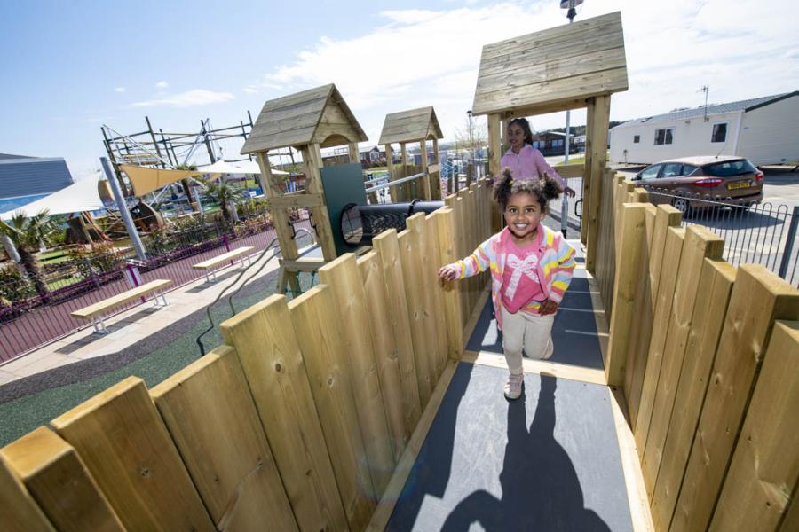 on the adventure playground at Cayton Bay Holiday Park