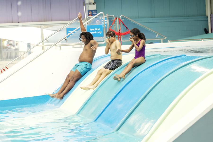 water slides on holiday at Cayton Bay Holiday Park near Scarborough in Yorkshire