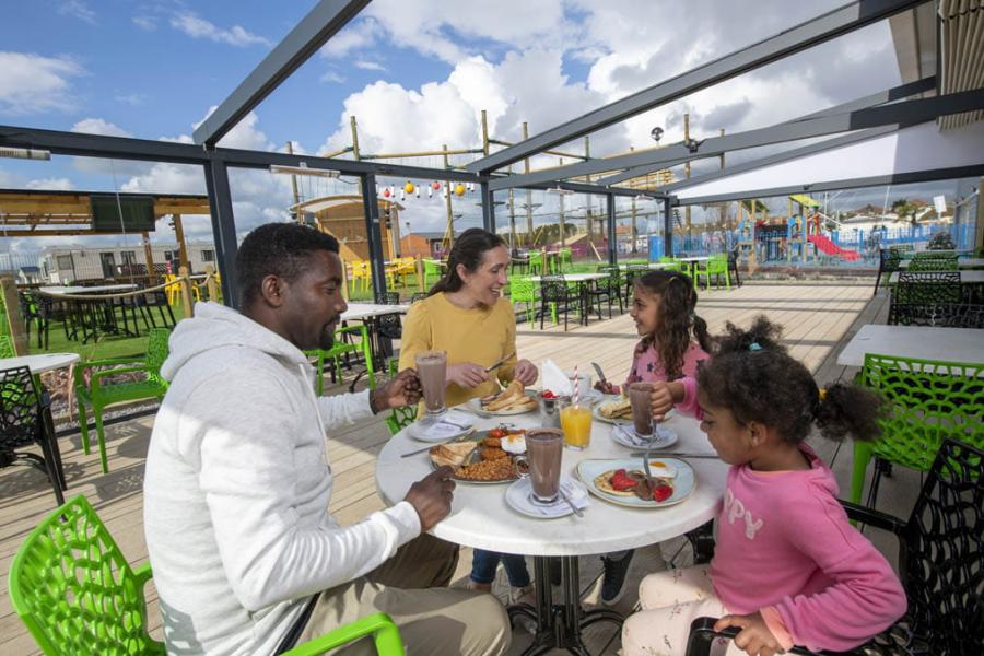 eating outside at Cayton Bay Holiday Park