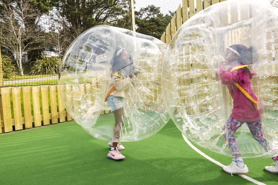 kids in the zorbs zt Cayton Bay Holiday Park
