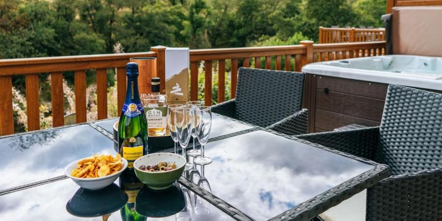 holiday lodges with decking at Corriefodly Holiday Park